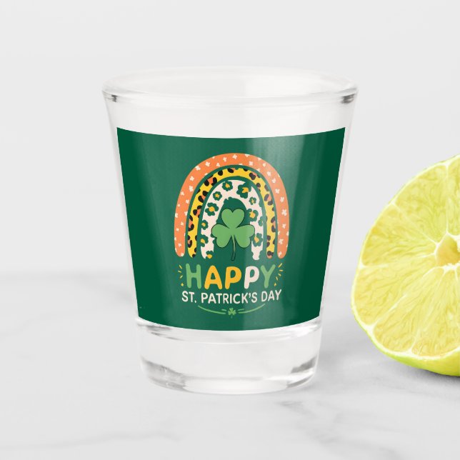 Verre A Shot Joyeuse Fête de la Saint-Patrick Mignon Léopard Ar (Devant)