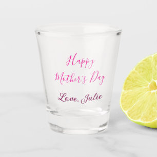 Verre A Shot Joyeuse Fête des Mères calligraphie rose maman gra