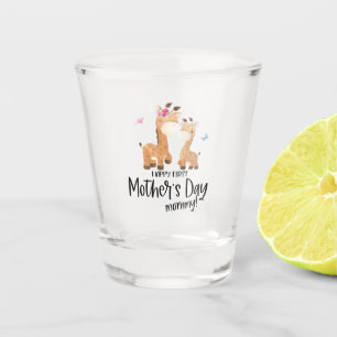 Verre A Shot Joyeuse fête des mères 🦒 Giraffe + Papillons