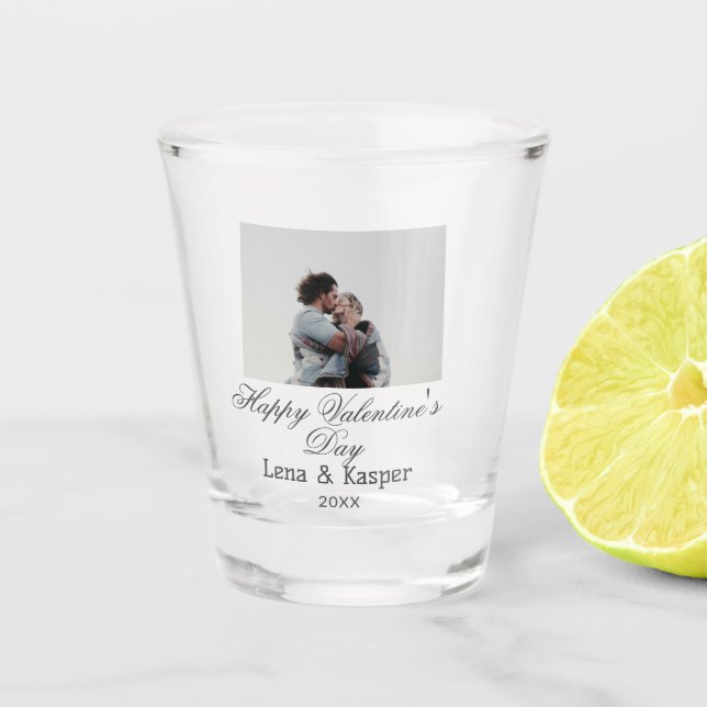 Verre A Shot Joyeuse Saint-Valentin couple photo moderne simple (Devant)