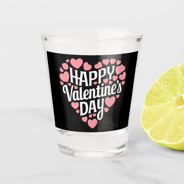 Verre A Shot Joyeuse Saint Valentin drôle Cœur Amour Valentin  (Devant)