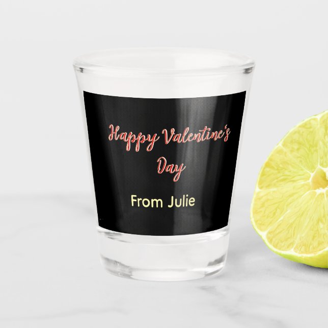 Verre A Shot Joyeuse Saint-Valentin rouge noir de nom stylé  (Devant)