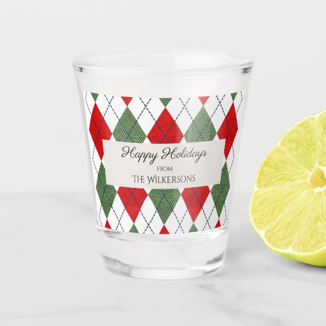 Verre A Shot Joyeuses fêtes Custom Jacquard de Noël Motif (Devant)