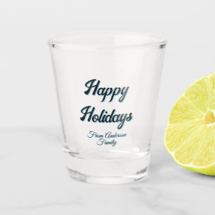Verre A Shot Joyeuses fêtes nom famille cadeaux rétro bohème él