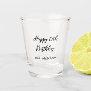 Verre A Shot Joyeux 15e anniversaire nom détails de quinceanera
