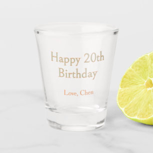 Verre A Shot joyeux 20e anniversaire vert orange pastel nom dat