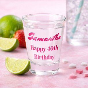 Verre A Shot Joyeux 40e anniversaire rose