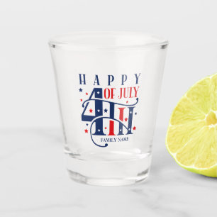 Verre A Shot Joyeux 4 juillet rouge blanc et bleu