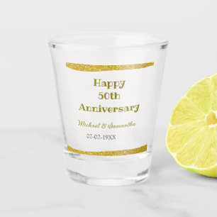 Verre A Shot Joyeux 50e anniversaire bordure pailletée dorée gr
