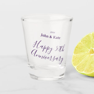 Verre A Shot Joyeux 50e anniversaire nom violet année simple