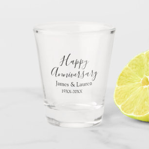 Verre A Shot Joyeux anniversaire mariage nom date année simple 