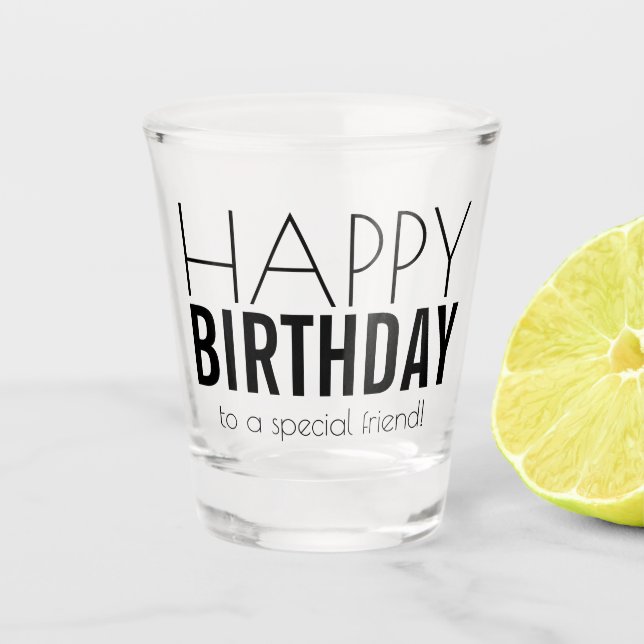 Verre A Shot Joyeux anniversaire personnalisé moderne   (Devant)