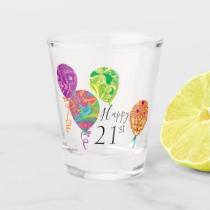 Verre A Shot Joyeux Ballons d'anniversaire du 21e anniversaire