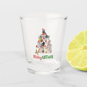 Verre A Shot Joyeux Catmus Amateur de Chat Noël Vacances