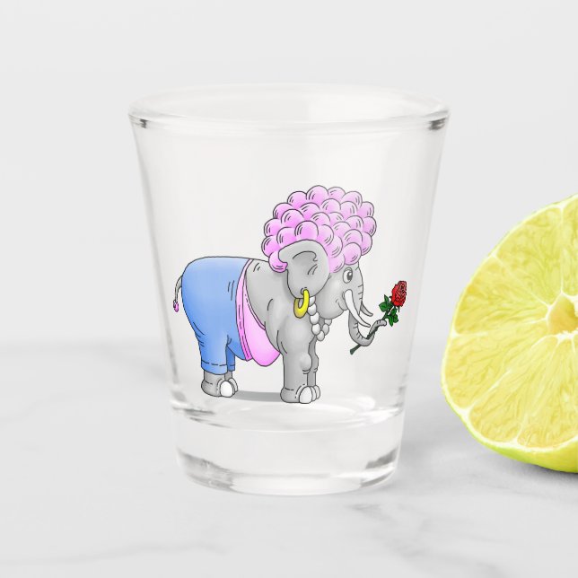 Verre A Shot Joyeux Eléphants Valentines Day (Devant)