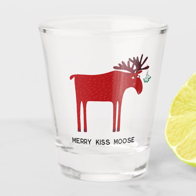 Verre A Shot Joyeux Kiss Moose Noël (Créateur téléchargé)
