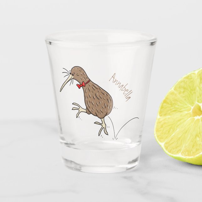 Verre A Shot Joyeux kiwi de saut avec dessin de cravate arc (Devant)
