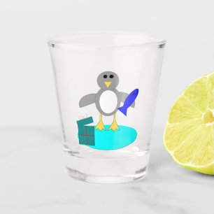 Verre A Shot Joyeux manchot de pêche de Noël