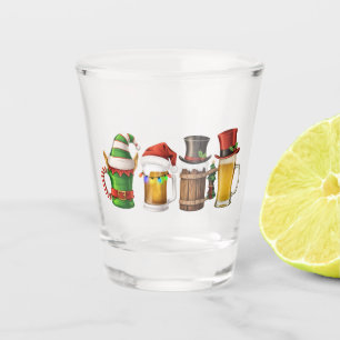 Verre A Shot Joyeux Noël Bières Buveur Père Noël Amateur de Biè