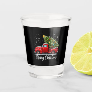 Verre A Shot Joyeux Noël camion rouge arbre hommes femmes