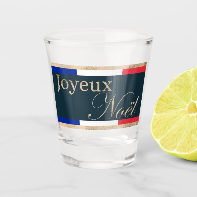Verre A Shot Joyeux Noël Drapeau Français Noël (Devant)