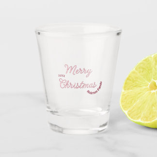 Verre A Shot joyeux noël famille rose nom 20xx pastel moderne