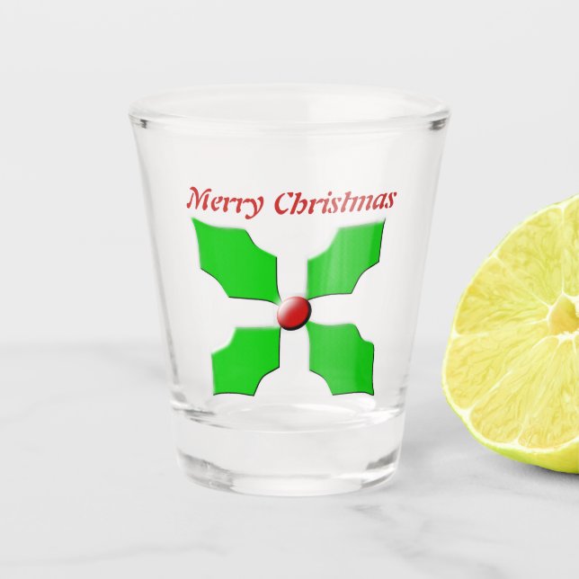 Verre A Shot Joyeux Noël Holly Personnalisé (Devant)