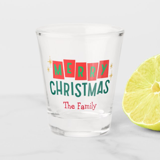 Verre A Shot Joyeux Noël Nom de famille personnalisé (Devant)