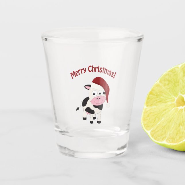 Verre A Shot Joyeux Noël Père Noël Vache (Devant)