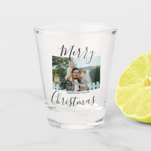 Verre A Shot Joyeux Noël photo de famille moderne élégant rusti