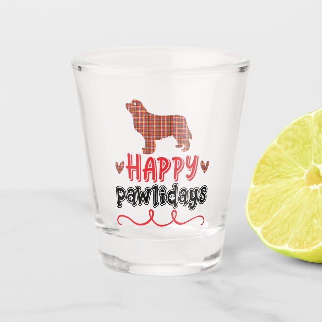 Verre A Shot Joyeux Pawlidays | Jeu de mots amusant (Devant)