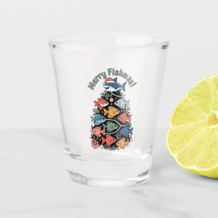 Verre A Shot Joyeux Poissons de Noël Poisson Drôle Pêche