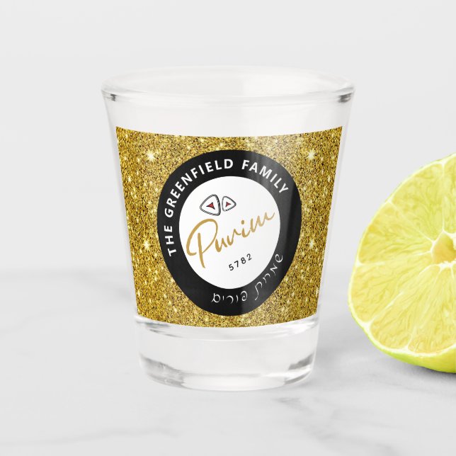 Verre A Shot Joyeux Purim Script personnalisé (Devant)