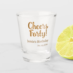 Verre A Shot Joyeux quarantième anniversaire calligraphie marro