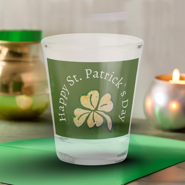 Verre A Shot Joyeux St. Patrick`s Day Shamrock Clover Green (Créateur téléchargé)