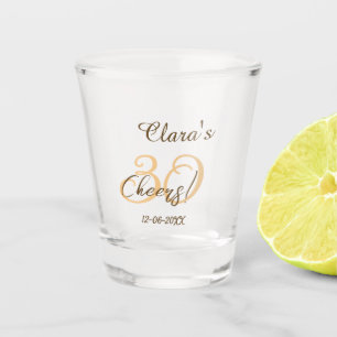 Verre A Shot Joyeux trentième anniversaire brun orange charbon