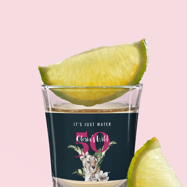 Verre A Shot Jungle sauvage léopard rose 50e anniversaire drôle (Créateur téléchargé)