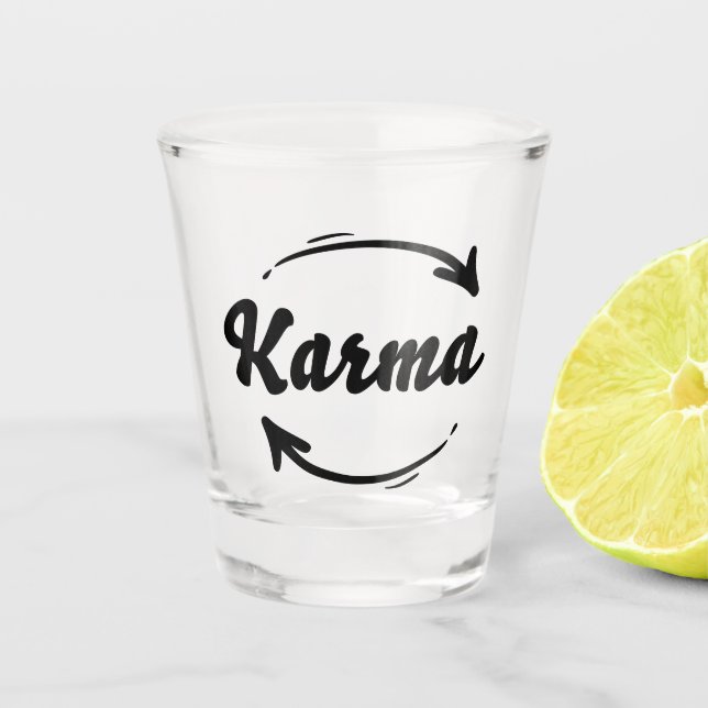 Verre A Shot Karma Ce Qui Tourne Revient Citation Noir (Devant)