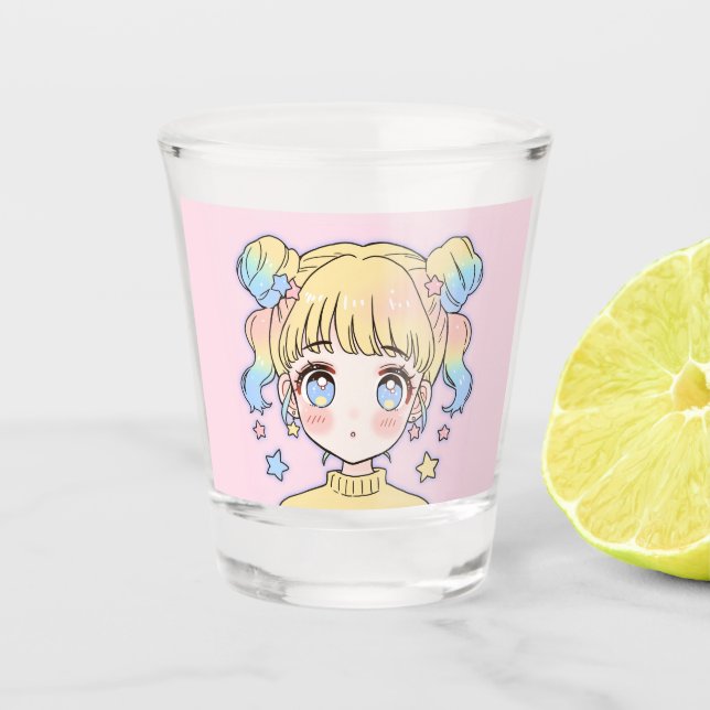 Verre A Shot Kawaii Pastel Star Girl Portrait (Devant)
