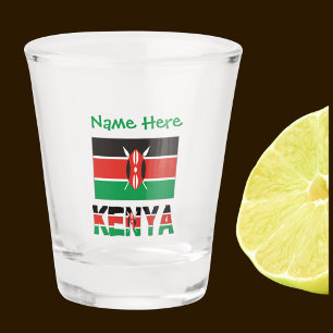 Verre A Shot Kenya Drapeau Kenyan Carrelé Vert Personnalisation
