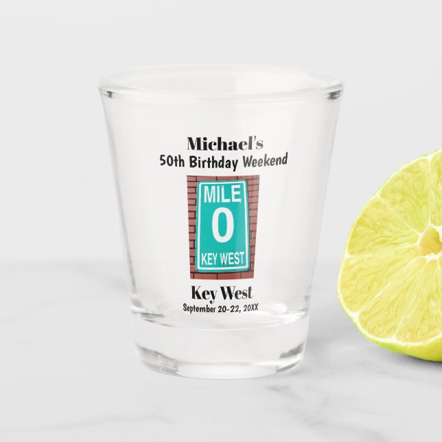 Verre A Shot Key West Milestone Anniversaire Fête Week-end Voya (Devant)