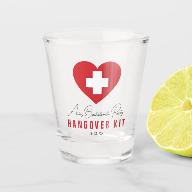 Verre A Shot Kit Hangovere Bachelorette Party Personnalisé (Devant)