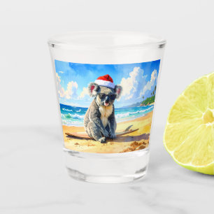 Verre A Shot Koala au chapeau de Santa soleil et surf