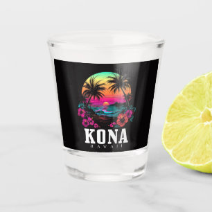 Verre A Shot Kona Hawaï Fleurs d'Hibiscus Hawaïen Surfeur