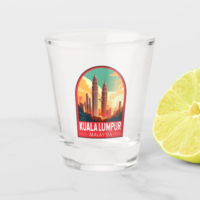 Verre A Shot Kuala Lumpur Malaisie Travel Art Vintage (Devant)