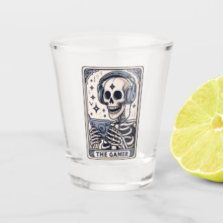 Verre A Shot La carte de tarot du squelette de joueur