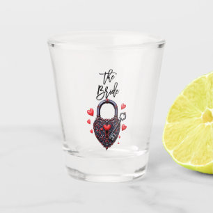 Verre A Shot La mariée goth cœur serrure et clé