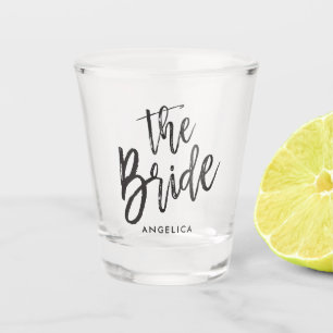 Verre A Shot La Mariée Style de script noir