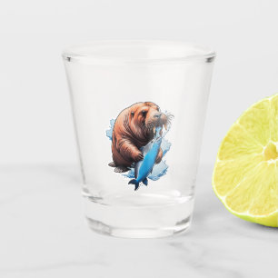 Verre A Shot La Pêche Au Walrus Dans La Mer