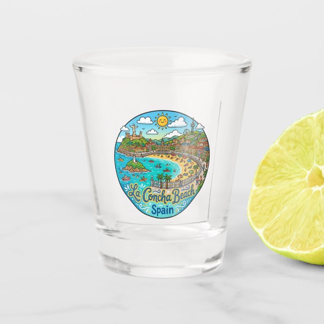 Verre A Shot La plage de La Concha en Espagne (Devant)